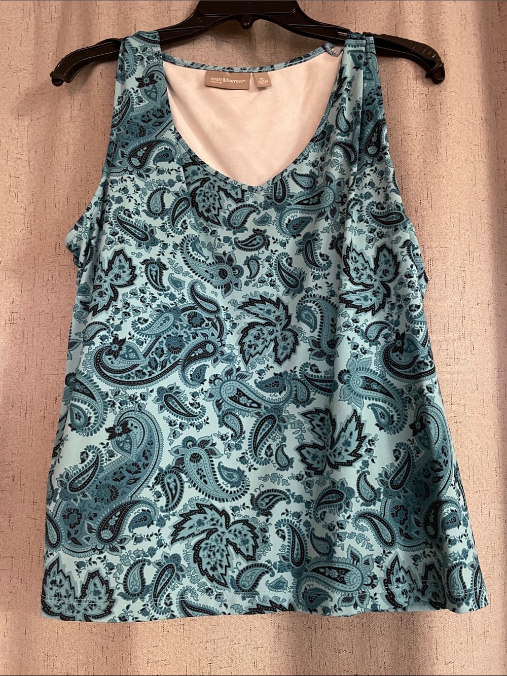 croft & barrow Blue Paisley Sleeveless V-Neck Tank